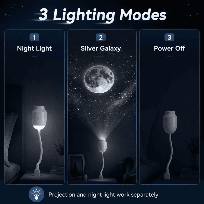 Silver Moon Galaxy Projection Lamp(12 projection effects) - Image 5