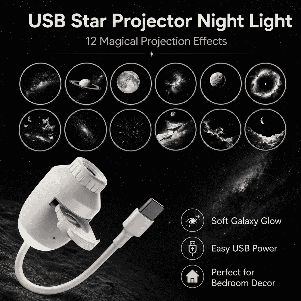 Silver Moon Galaxy Projection Lamp(12 projection effects)
